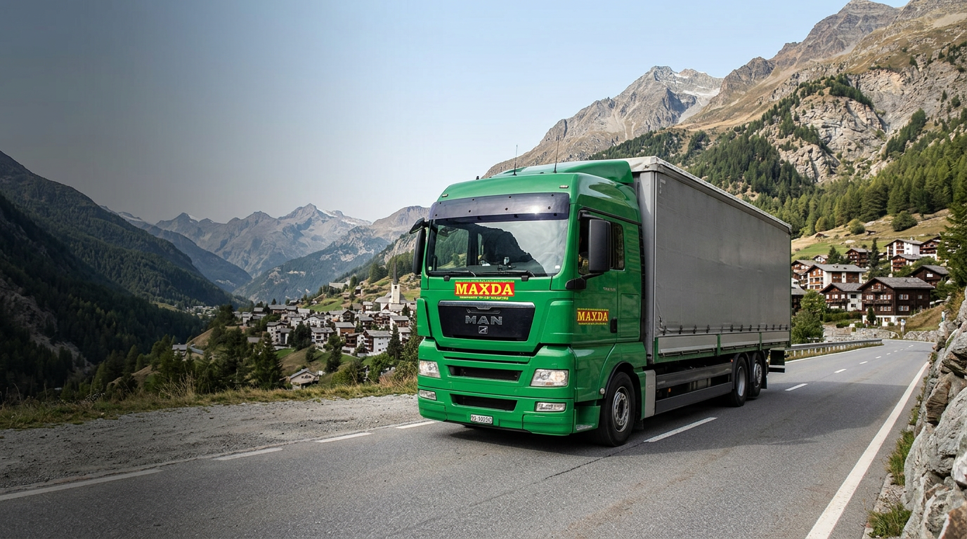 Zwei Verdecklastwagen der Maxda GmbH